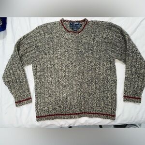 Polo Ralph Lauren 90s Polo Sport Men's Gray Knit Wool Crewneck Sweater Red Trim